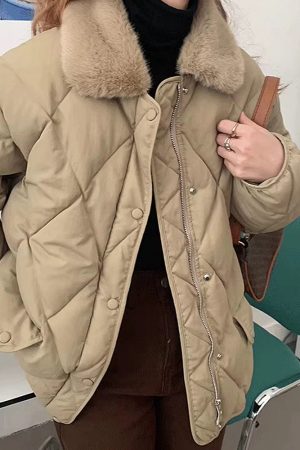 Cute Everyday Outfits, Outfit Inspo Casual Faux Fur Collar Padded Jacket