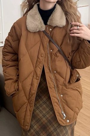 Cute Everyday Outfits, Outfit Inspo Casual Faux Fur Collar Padded Jacket