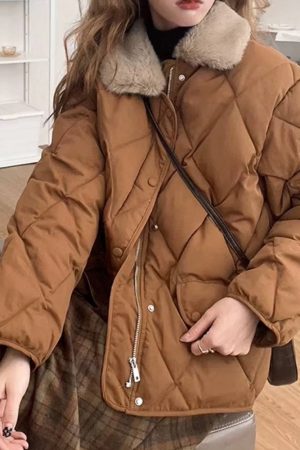 Cute Everyday Outfits, Outfit Inspo Casual Faux Fur Collar Padded Jacket