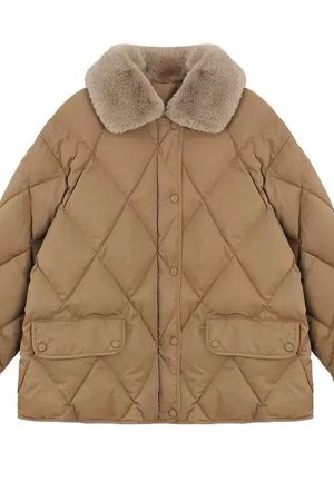 Cute Everyday Outfits, Outfit Inspo Casual Faux Fur Collar Padded Jacket