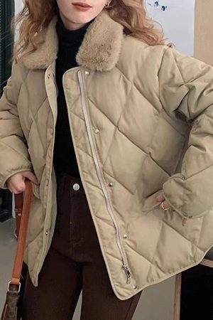 Cute Everyday Outfits, Outfit Inspo Casual Faux Fur Collar Padded Jacket