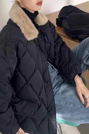 Cute Everyday Outfits, Outfit Inspo Casual Faux Fur Collar Padded Jacket