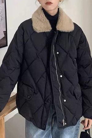 Cute Everyday Outfits, Outfit Inspo Casual Faux Fur Collar Padded Jacket
