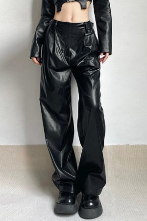 Cute Everyday Outfits, Outfit Inspo Casual Faux Leather Grunge Pants