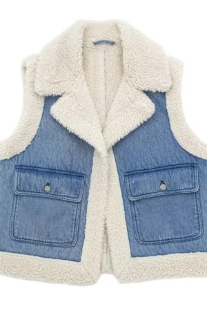 Cute Everyday Outfits, Outfit Inspo Casual Faux Sherpa Lined Denim Vest