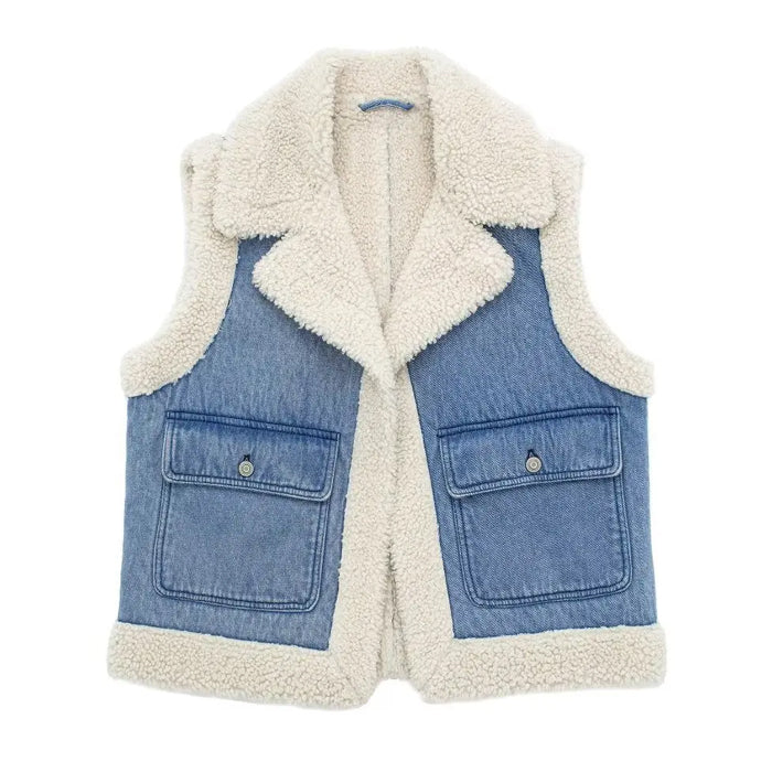 Cute Everyday Outfits, Outfit Inspo Casual Faux Sherpa Lined Denim Vest Cute Everyday Outfits, Outfit Inspo Casual Faux Sherpa Lined Denim Vest