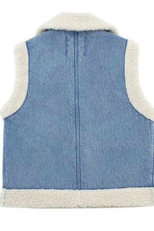 Cute Everyday Outfits, Outfit Inspo Casual Faux Sherpa Lined Denim Vest