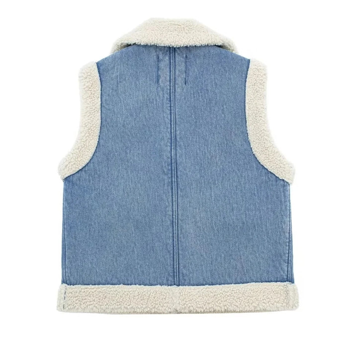 Cute Everyday Outfits, Outfit Inspo Casual Faux Sherpa Lined Denim Vest Cute Everyday Outfits, Outfit Inspo Casual Faux Sherpa Lined Denim Vest