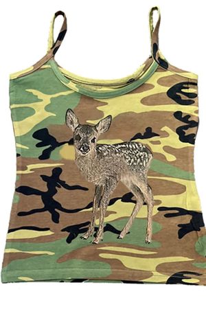 Cute Everyday Outfits, Outfit Inspo Casual Fawn Print Camouflage Tank Top