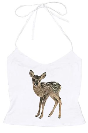 Cute Everyday Outfits, Outfit Inspo Casual Fawn Print Y2K Halter Top