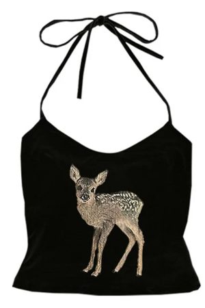 Cute Everyday Outfits, Outfit Inspo Casual Fawn Print Y2K Halter Top