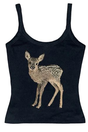 Cute Everyday Outfits, Outfit Inspo Casual Fawn Print Y2K Tank Top