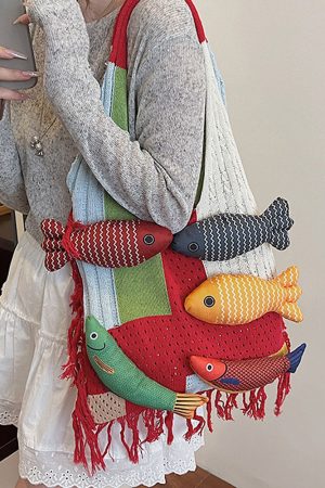 Cute Everyday Outfits, Outfit Inspo Casual Fish Crochet Shoulder Bag