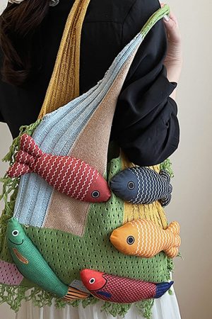 Cute Everyday Outfits, Outfit Inspo Casual Fish Crochet Shoulder Bag