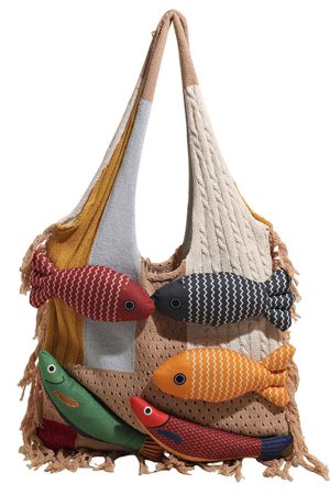 Cute Everyday Outfits, Outfit Inspo Casual Fish Crochet Shoulder Bag