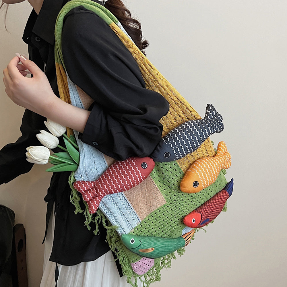 Cute Everyday Outfits, Outfit Inspo Casual Fish Crochet Shoulder Bag Cute Everyday Outfits, Outfit Inspo Casual Fish Crochet Shoulder Bag