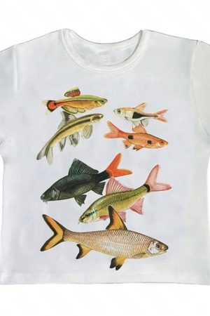 Cute Everyday Outfits, Outfit Inspo Casual Fish Print Aesthetic Baby Tee