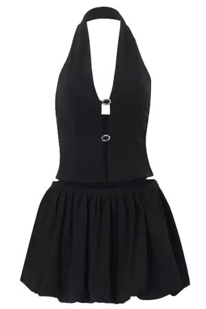 Cute Everyday Outfits, Outfit Inspo Casual Flirty Babe Halter Top & Bubble Skirt Set