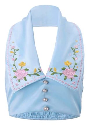 Cute Everyday Outfits, Outfit Inspo Casual Floral Embroidered Satin Vest