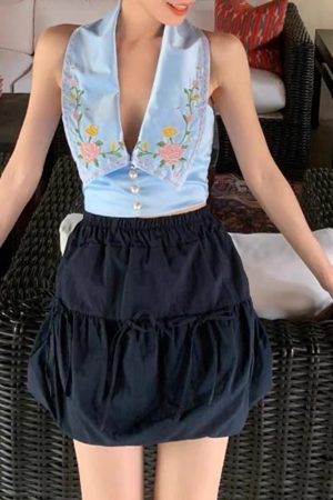 Cute Everyday Outfits, Outfit Inspo Casual Floral Embroidered Satin Vest