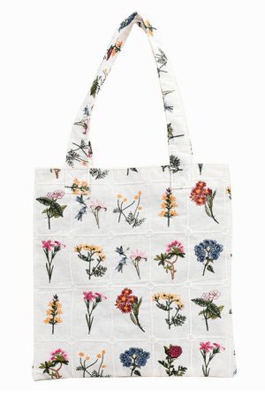 Cute Everyday Outfits, Outfit Inspo Casual Floral Embroidered Tote Bag