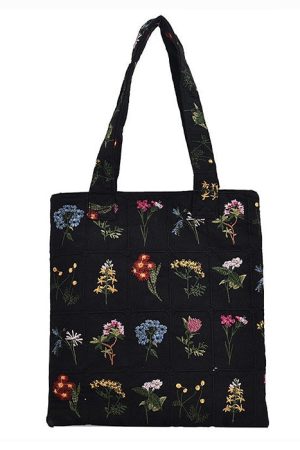 Cute Everyday Outfits, Outfit Inspo Casual Floral Embroidered Tote Bag