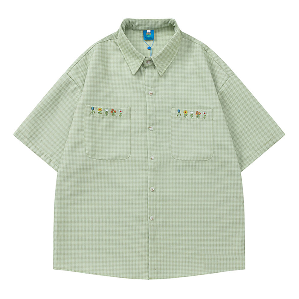Cute Everyday Outfits, Outfit Inspo Casual Floral Embroidery Gingham Shirt Cute Everyday Outfits, Outfit Inspo Casual Floral Embroidery Gingham Shirt