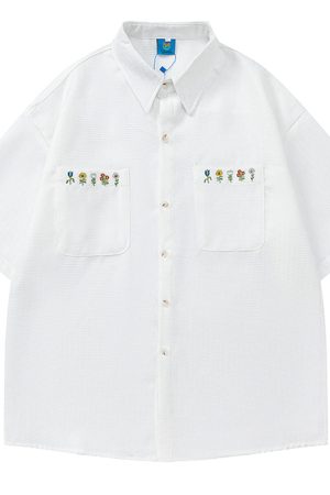 Cute Everyday Outfits, Outfit Inspo Casual Floral Embroidery Gingham Shirt