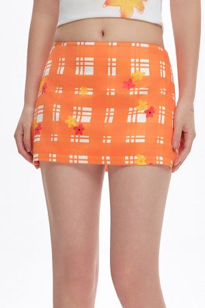 Cute Everyday Outfits, Outfit Inspo Casual Floral Gingham Mini Skirt