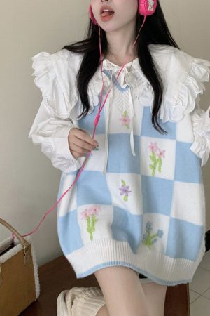 Cute Everyday Outfits, Outfit Inspo Casual Floral Knit Vest