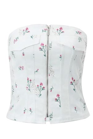 Cute Everyday Outfits, Outfit Inspo Casual Floral Zip Up Corset Top