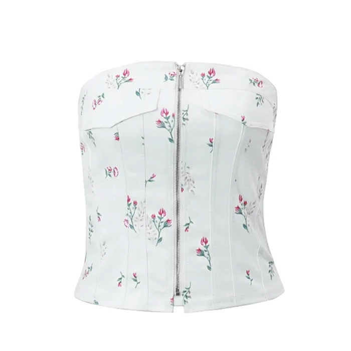 Cute Everyday Outfits, Outfit Inspo Casual Floral Zip Up Corset Top
