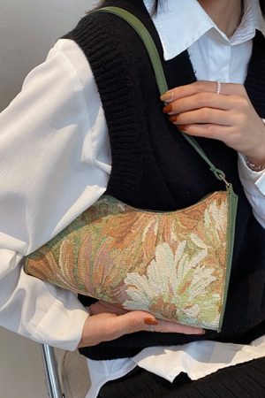 Cute Everyday Outfits, Outfit Inspo Casual Flower Oil Painting Baguette Bag