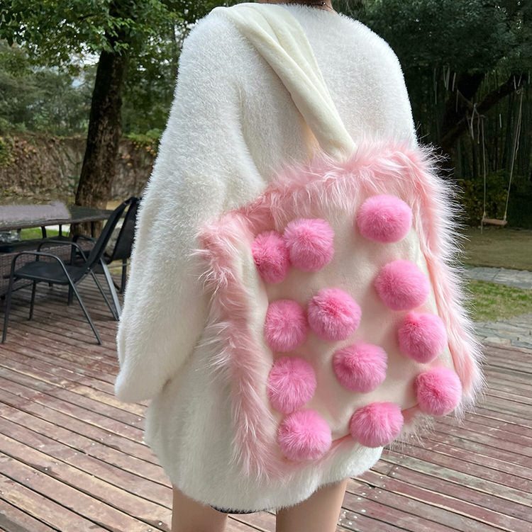 Cute Everyday Outfits, Outfit Inspo Casual Fluffy Pom Poms Bag in Pink Cute Everyday Outfits, Outfit Inspo Casual Fluffy Pom Poms Bag in Pink
