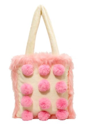 Cute Everyday Outfits, Outfit Inspo Casual Fluffy Pom Poms Bag in Pink