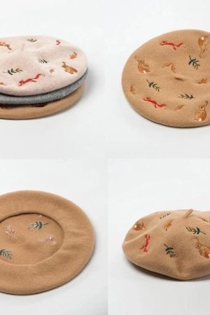 Cute Everyday Outfits, Outfit Inspo Casual Forest Embroidered Beret