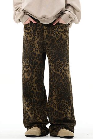 Cute Everyday Outfits, Outfit Inspo Casual Found Leopard Wide-Leg Jeans