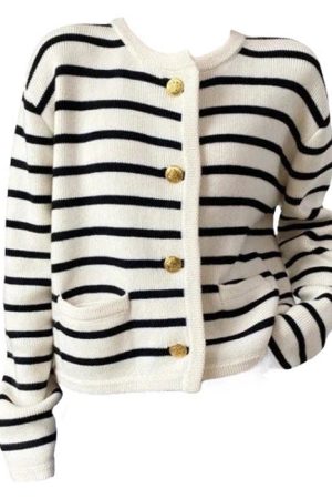 Cute Everyday Outfits, Outfit Inspo Casual French Girl Striped Cardigan