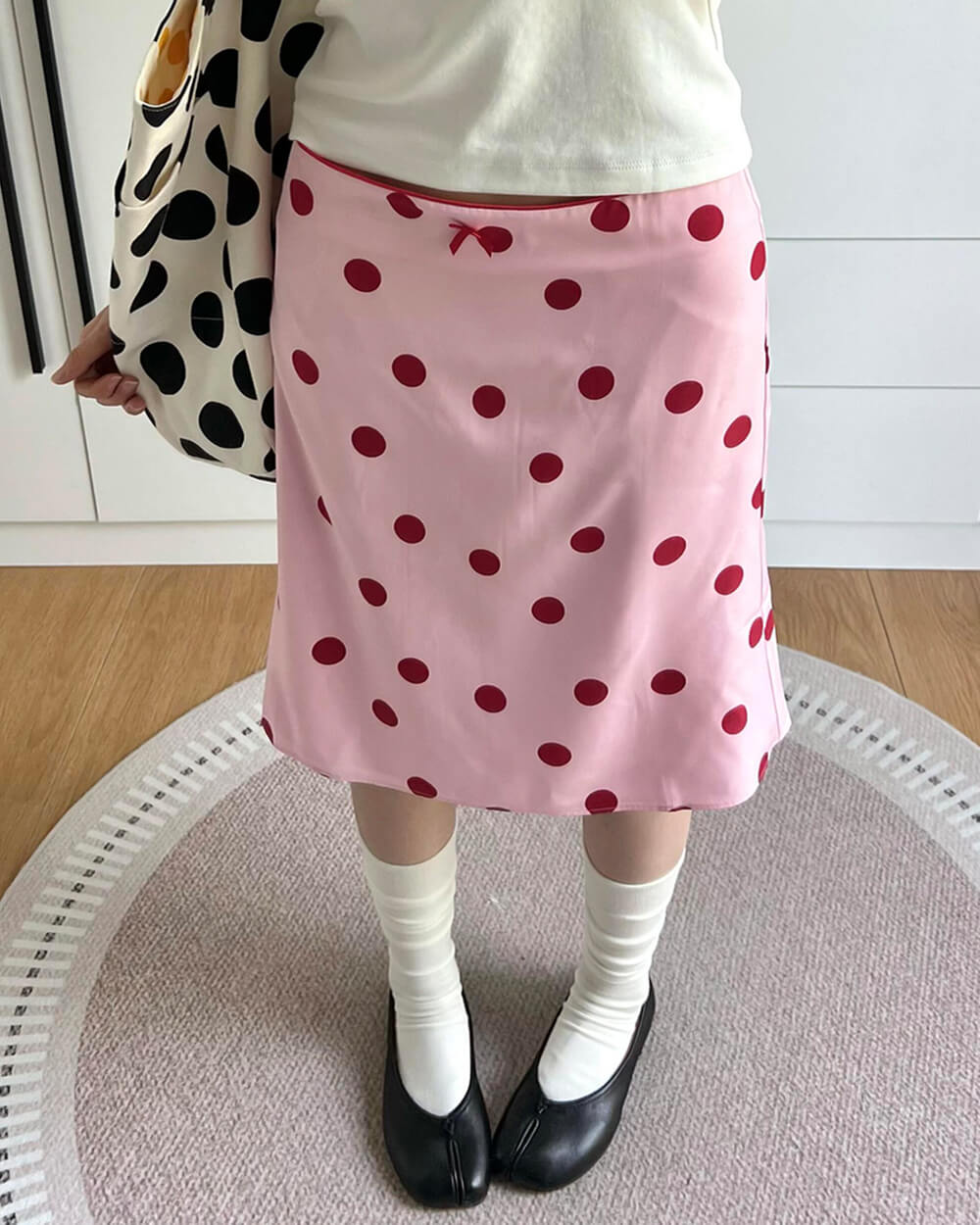 Cute Everyday Outfits, Outfit Inspo Casual French Kiss Polka Dot Knee-Length Skirt Cute Everyday Outfits, Outfit Inspo Casual French Kiss Polka Dot Knee-Length Skirt