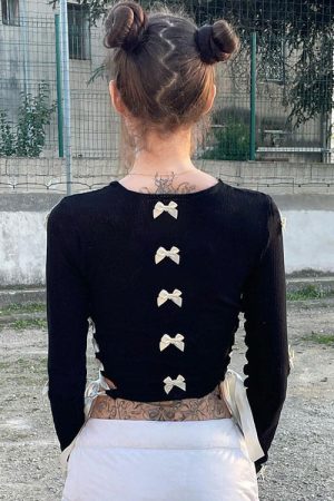 Cute Everyday Outfits, Outfit Inspo Casual French Maid Cut Out Long Sleeve Top