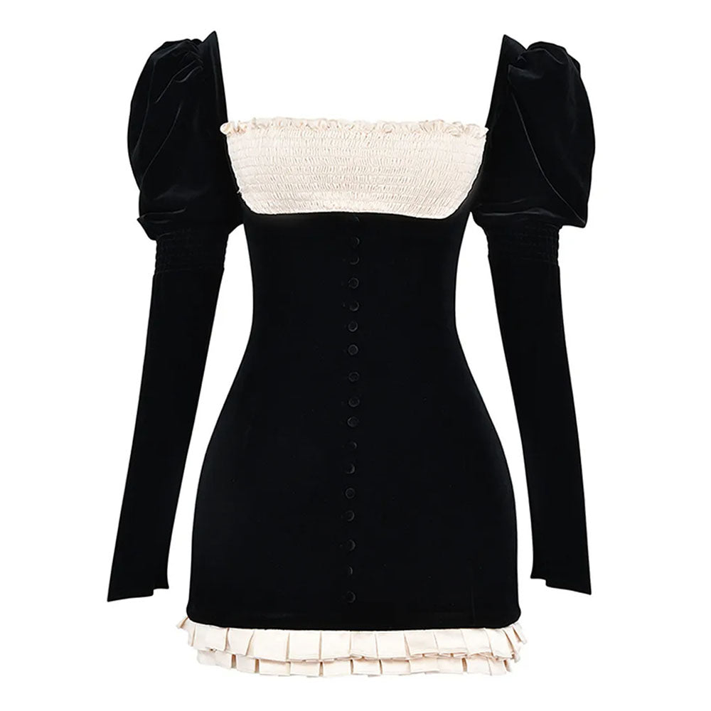 Cute Everyday Outfits, Outfit Inspo Casual French Maid Ruched Velvet Mini Dress