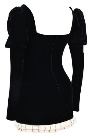 Cute Everyday Outfits, Outfit Inspo Casual French Maid Ruched Velvet Mini Dress