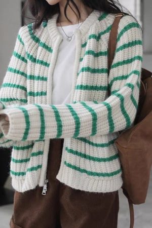 Cute Everyday Outfits, Outfit Inspo Casual French Mood Striped Cardigan