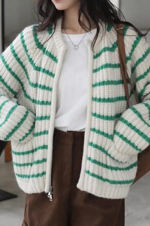 Cute Everyday Outfits, Outfit Inspo Casual French Mood Striped Cardigan