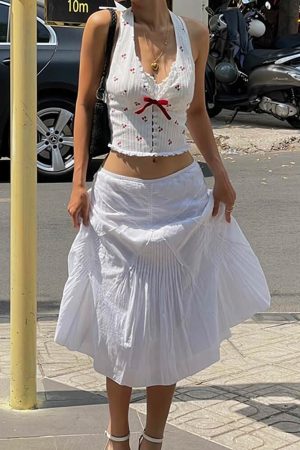 Cute Everyday Outfits, Outfit Inspo Casual French Summer Cherry Halter Top