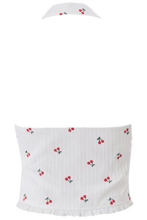 Cute Everyday Outfits, Outfit Inspo Casual French Summer Cherry Halter Top