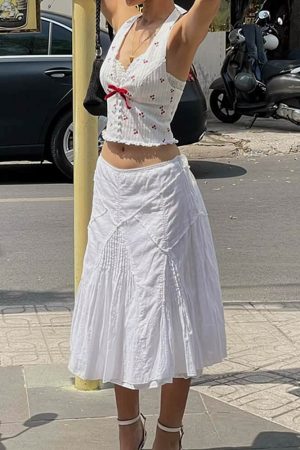 Cute Everyday Outfits, Outfit Inspo Casual French Summer Cherry Halter Top