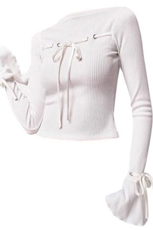 Cute Everyday Outfits, Outfit Inspo Casual Front-Lace Coquette Top