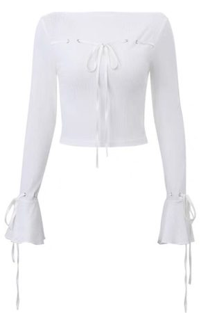 Cute Everyday Outfits, Outfit Inspo Casual Front-Lace Coquette Top