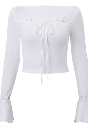 Cute Everyday Outfits, Outfit Inspo Casual Front-Lace Coquette Top